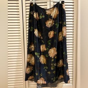 Vince Black Floral Midi Skirt